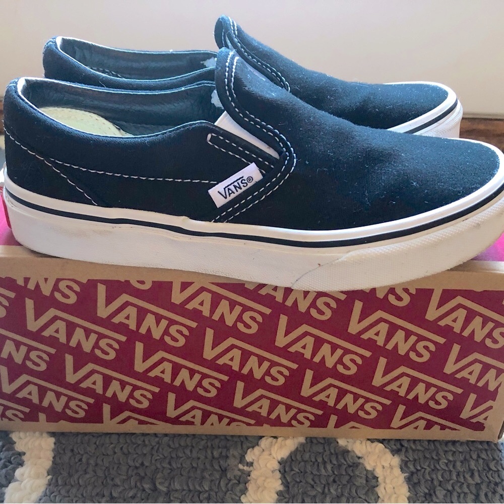 Boys Black Asher Slip On Vans Size 2
